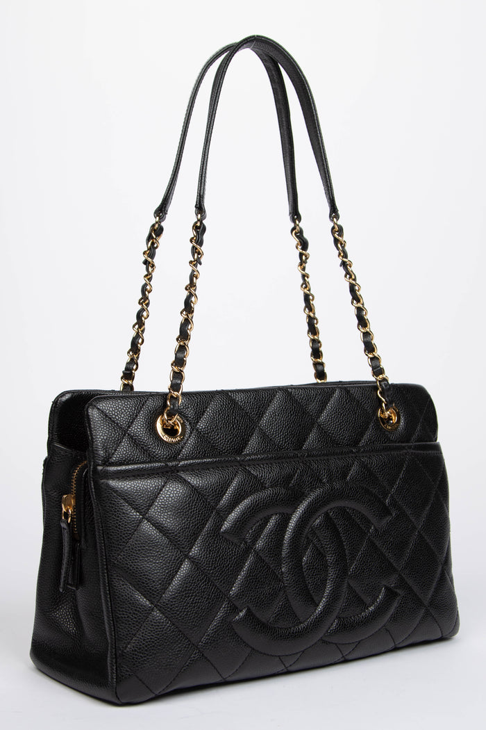 2010s Chanel Black Caviar Leather Shopper Tote with GHW
