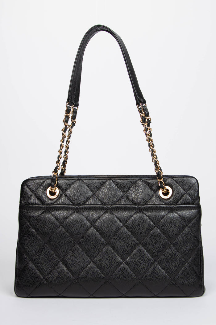 2010s Chanel Black Caviar Leather Shopper Tote with GHW