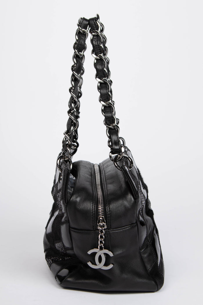 2000s Chanel Black Patchwork Tote Bag