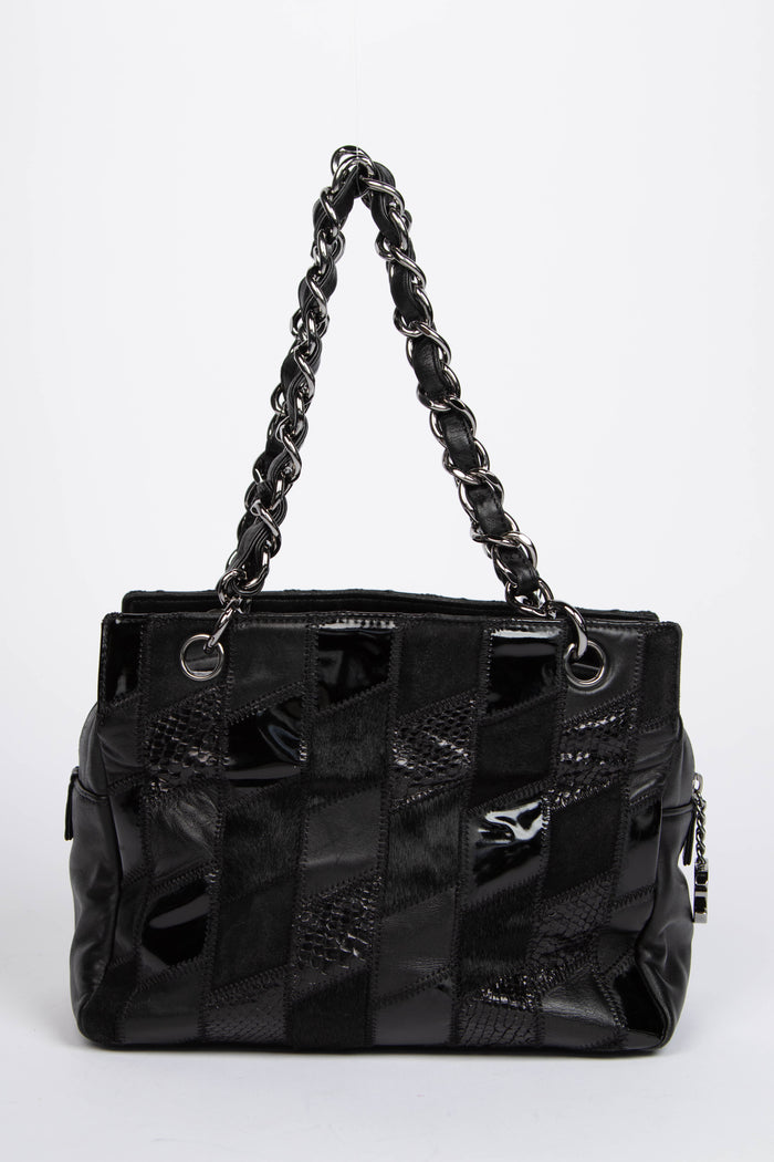 2000s Chanel Black Patchwork Tote Bag