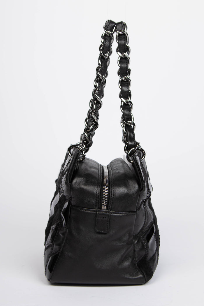 2000s Chanel Black Patchwork Tote Bag