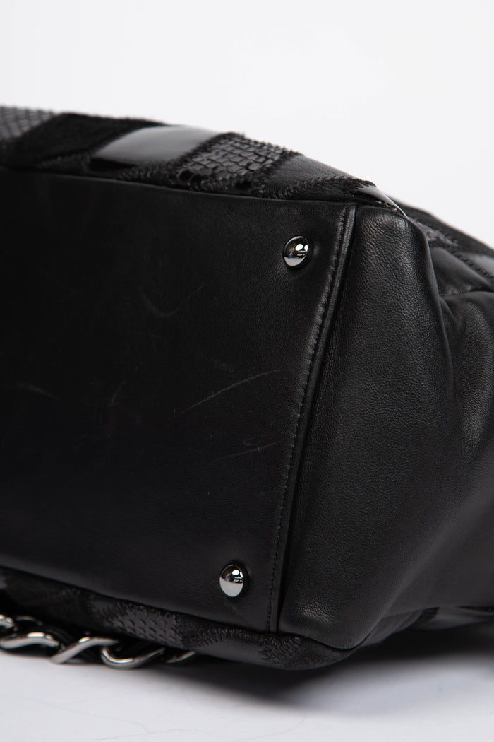 2000s Chanel Black Patchwork Tote Bag