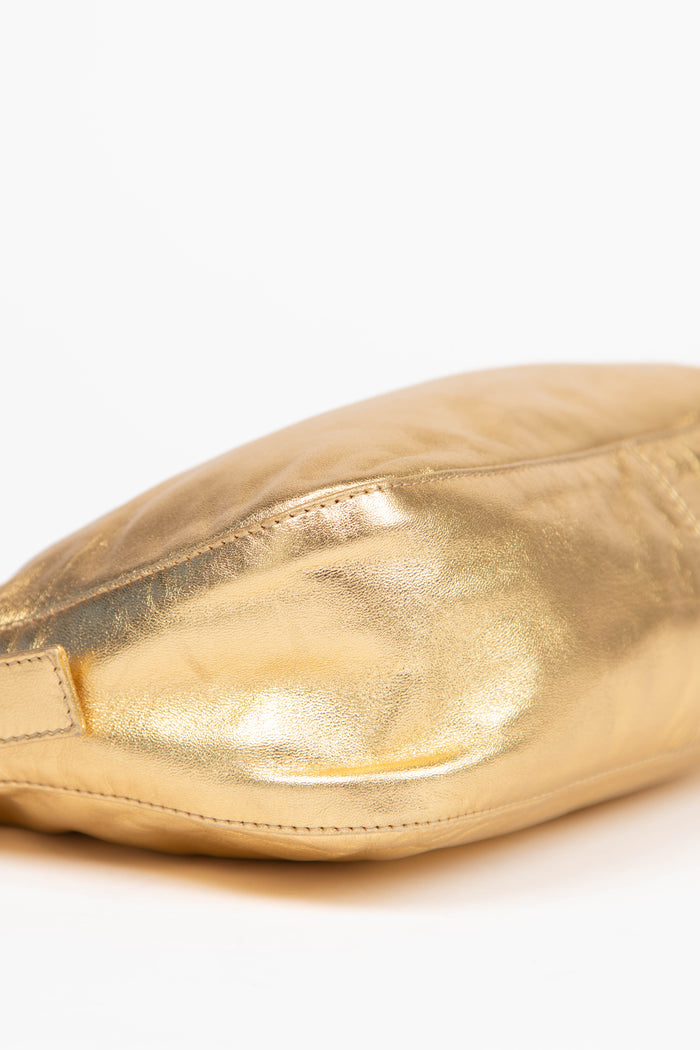 Vintage Fendi Gold Lambskin Leather Shoulder Bag