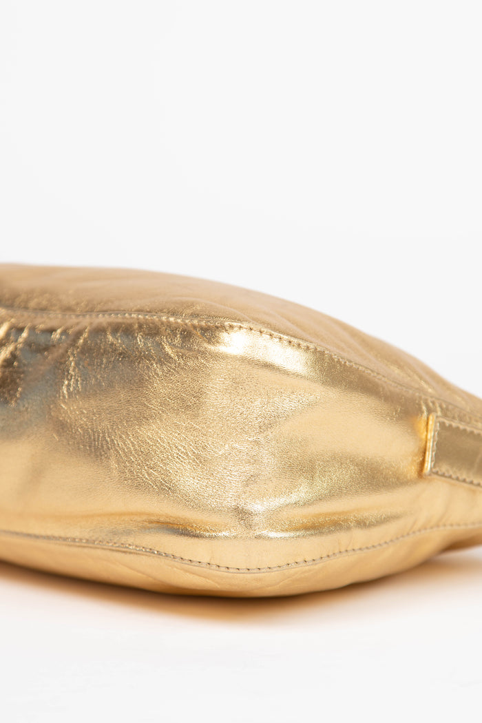 Vintage Fendi Gold Lambskin Leather Shoulder Bag