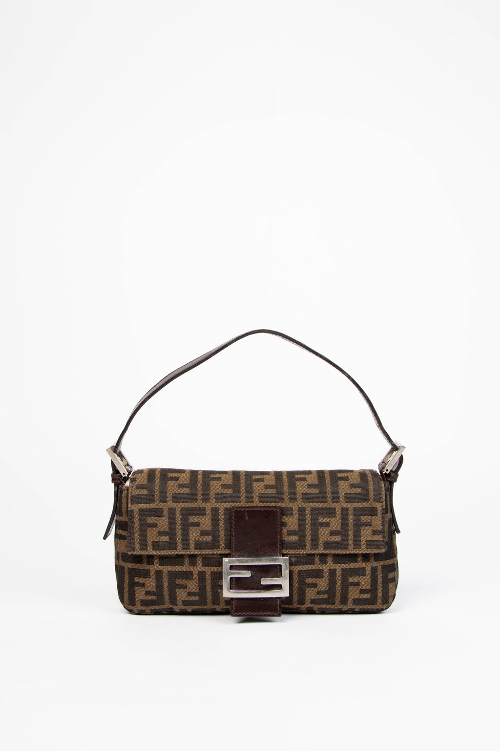 90s Fendi Zucca Baguette Monogram Shoulder Bag SHW