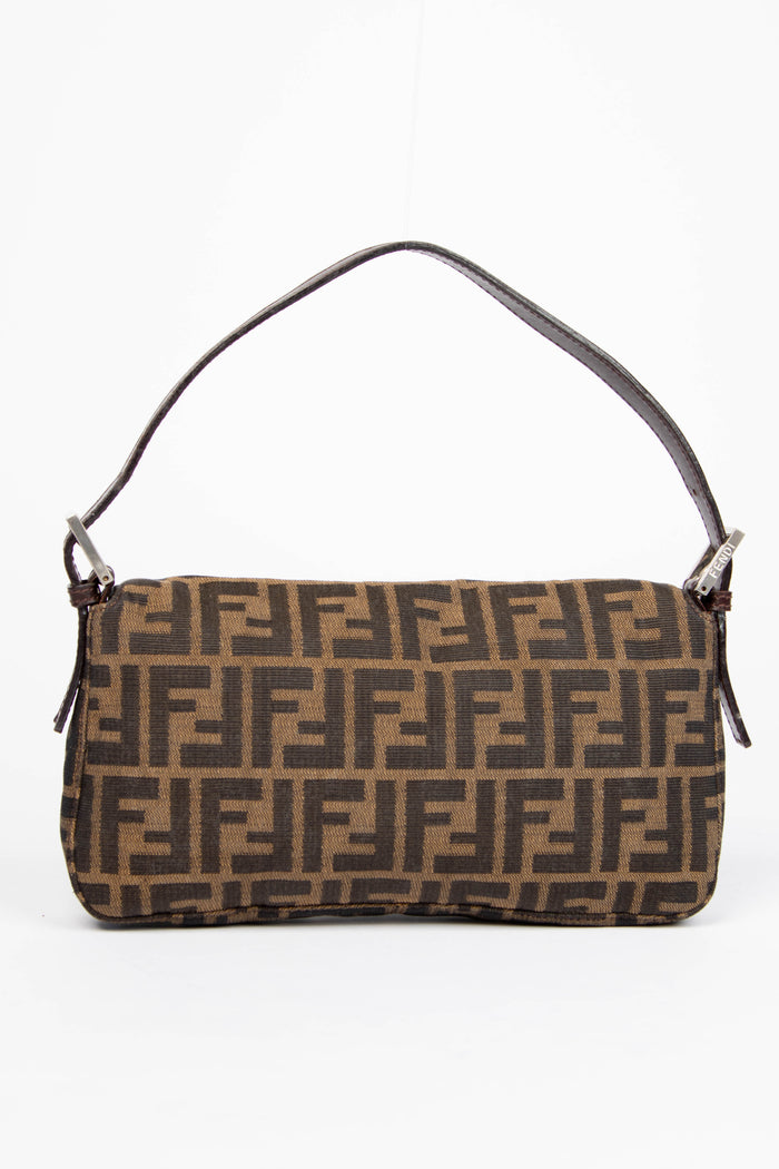90s Fendi Zucca Baguette Monogram Shoulder Bag SHW