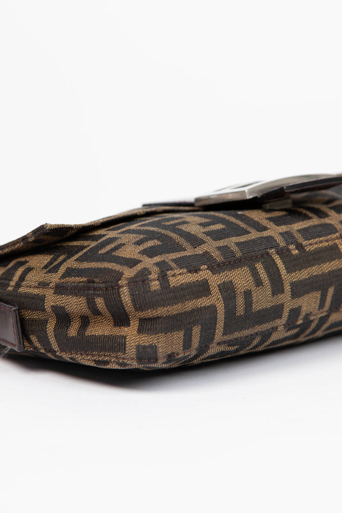 90s Fendi Zucca Baguette Monogram Shoulder Bag SHW
