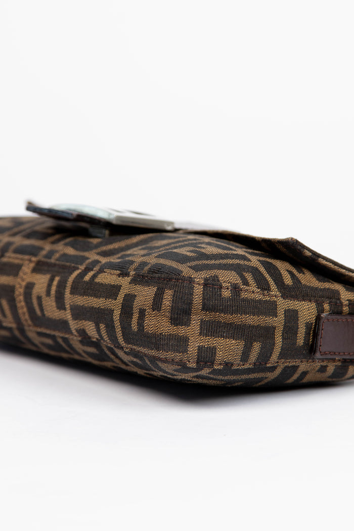 90s Fendi Zucca Baguette Monogram Shoulder Bag SHW