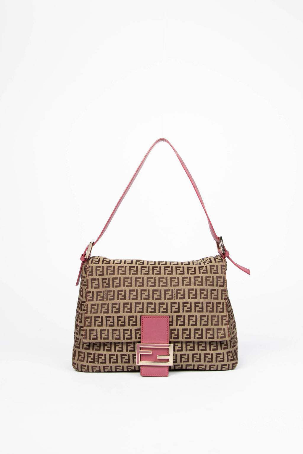 Vintage Fendi Brown Zucchino Mamma Baguette Shoulder Bag