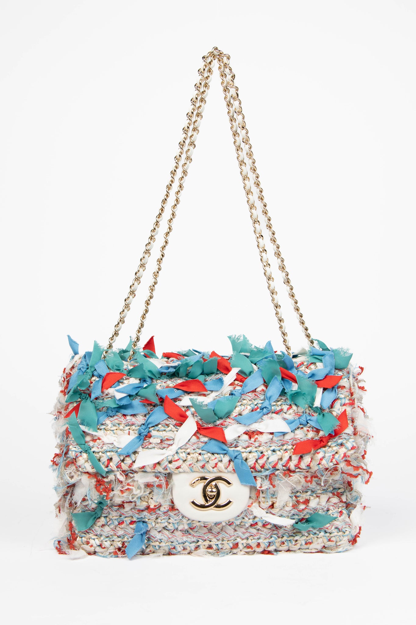 2017 Chanel White Calfskin and Tweed Paris Cuba Rum Single Flap Bag