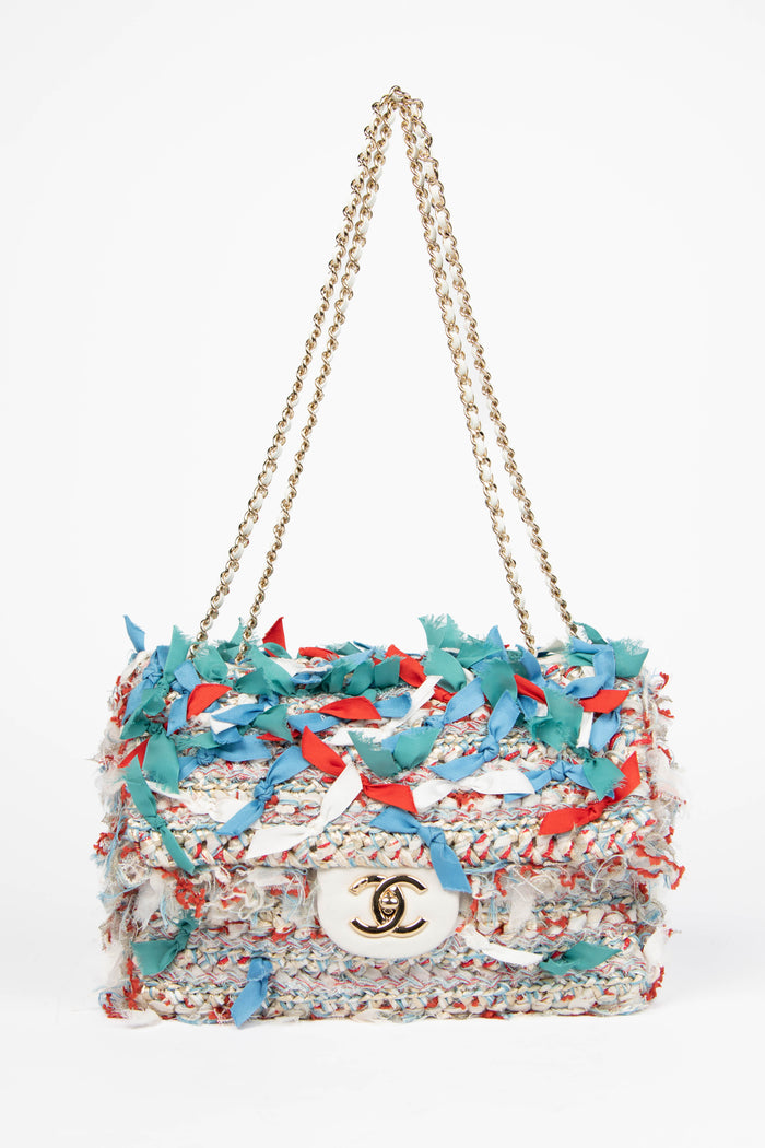 2017 Chanel White Calfskin and Tweed Paris Cuba Rum Single Flap Bag