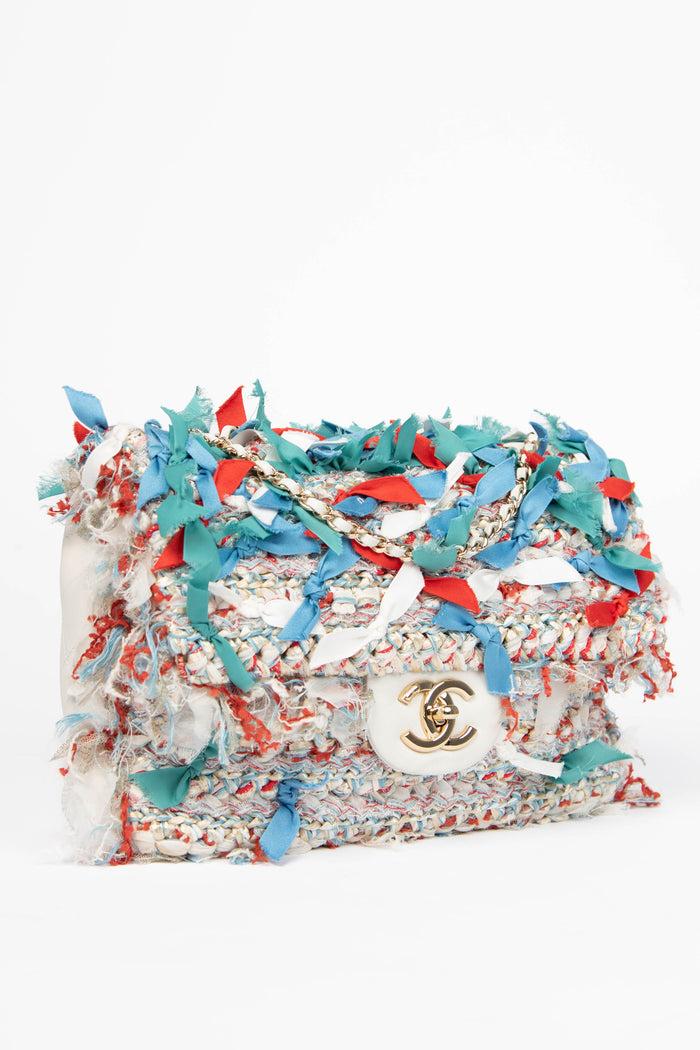 2017 Chanel White Calfskin and Tweed Paris Cuba Rum Single Flap Bag