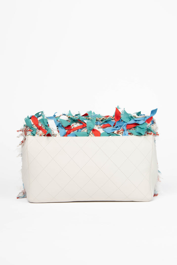 2017 Chanel White Calfskin and Tweed Paris Cuba Rum Single Flap Bag