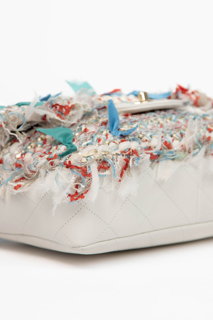 2017 Chanel White Calfskin and Tweed Paris Cuba Rum Single Flap Bag