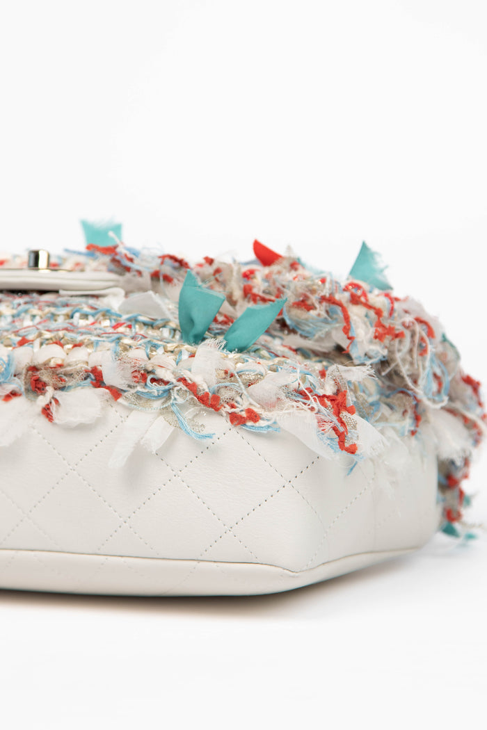 2017 Chanel White Calfskin and Tweed Paris Cuba Rum Single Flap Bag