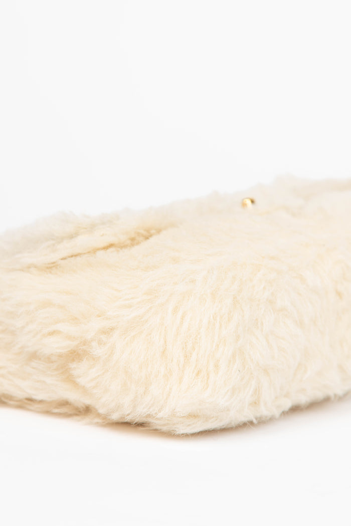 SUPER RARE 90s Chanel Cream Shearling Top Handle Bag