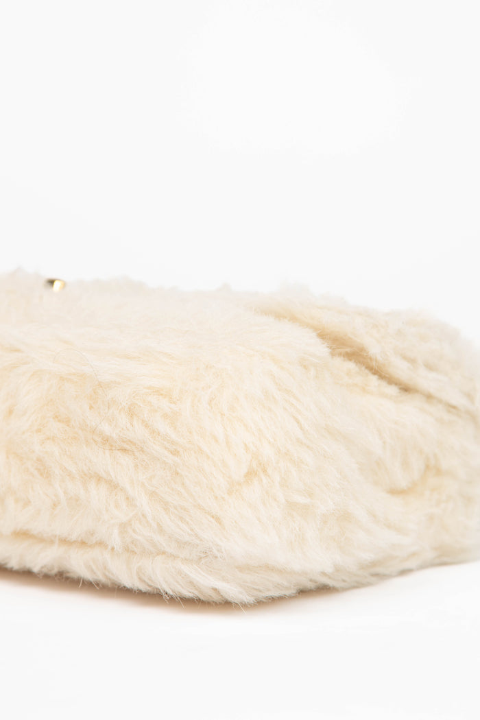 SUPER RARE 90s Chanel Cream Shearling Top Handle Bag