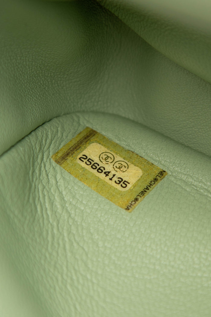 RARE 2018 Chanel Green Sequin Waterfall Mini Rectangular Flap Bag