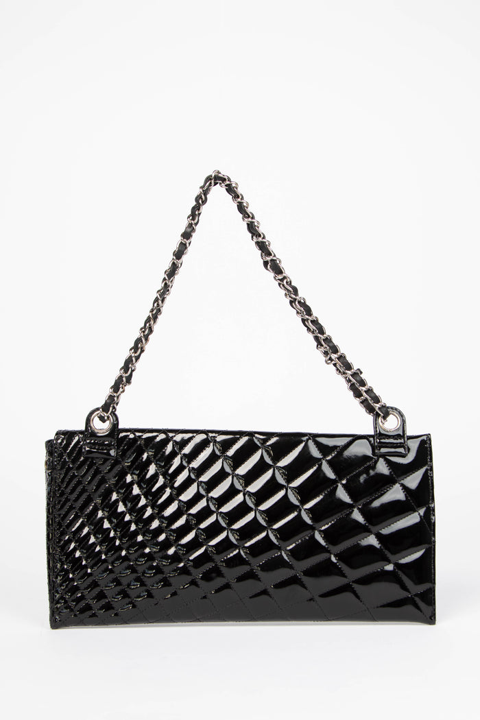2000s Chanel Black Patent Leather Kaleidoscope Clutch Bag