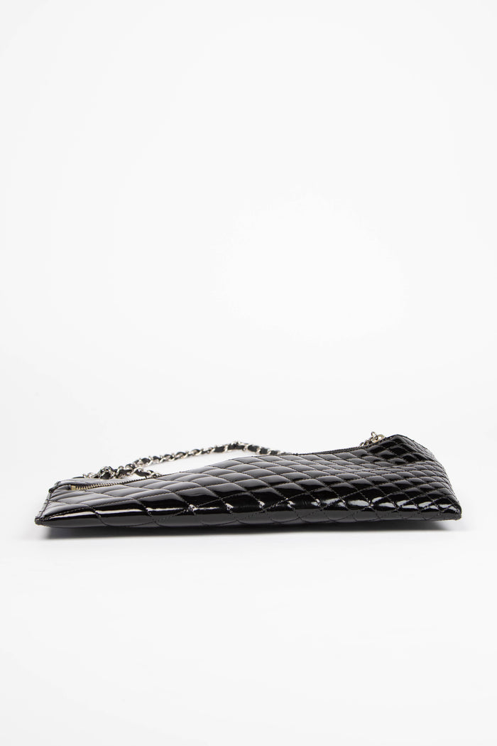 2000s Chanel Black Patent Leather Kaleidoscope Clutch Bag