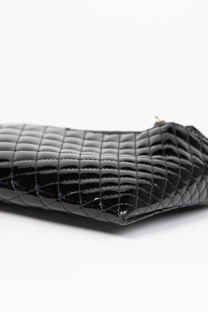 2000s Chanel Black Patent Leather Kaleidoscope Clutch Bag