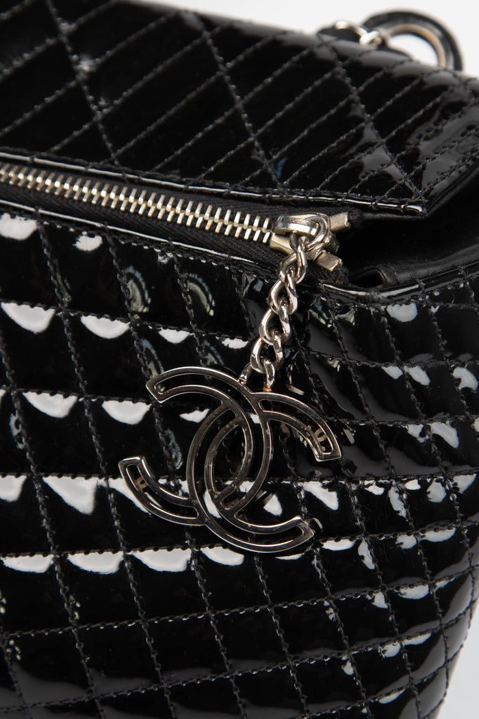 2000s Chanel Black Patent Leather Kaleidoscope Clutch Bag
