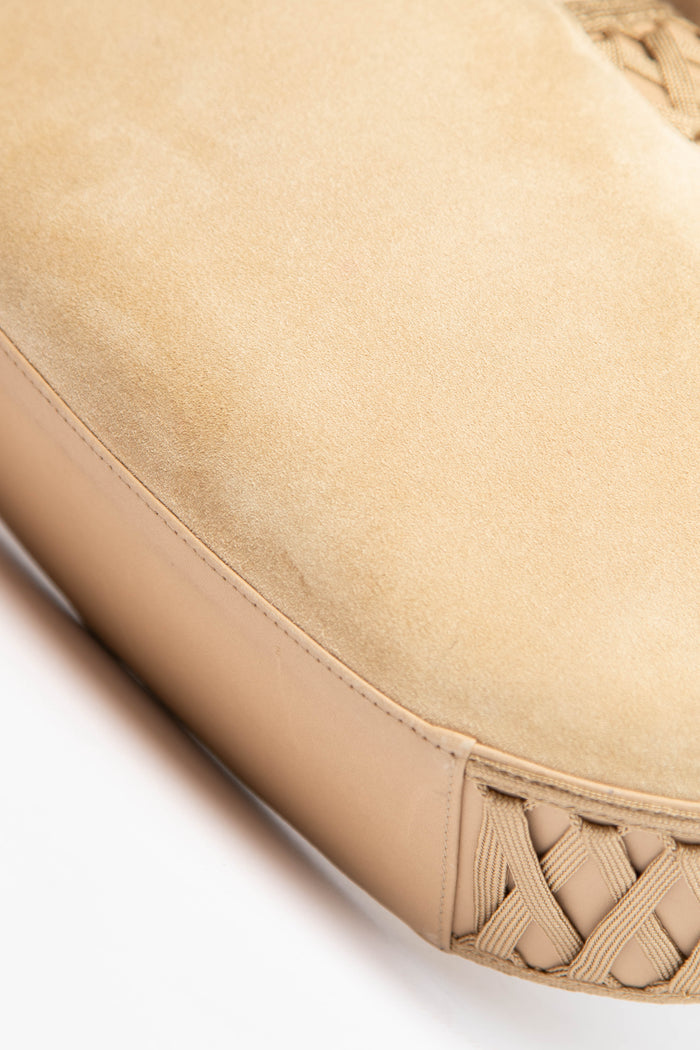 Vintage Christian Dior Galliano Beige Suede Admit It Shoulder Bag