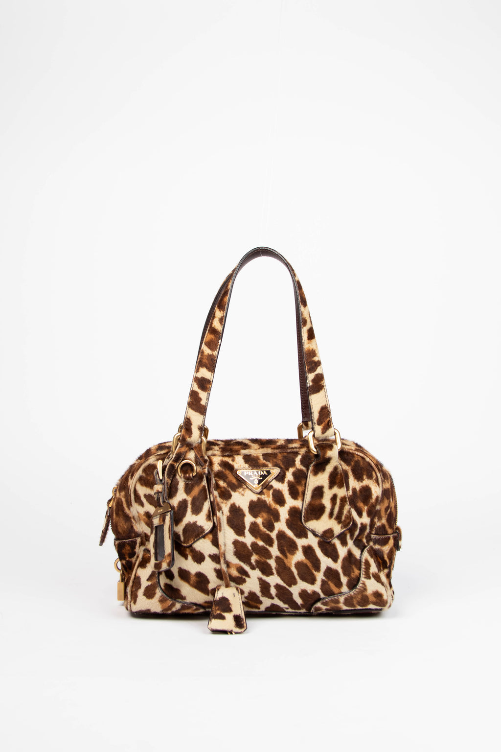 Vintage Prada Leopard Print Pony Hair Shoulder Bag