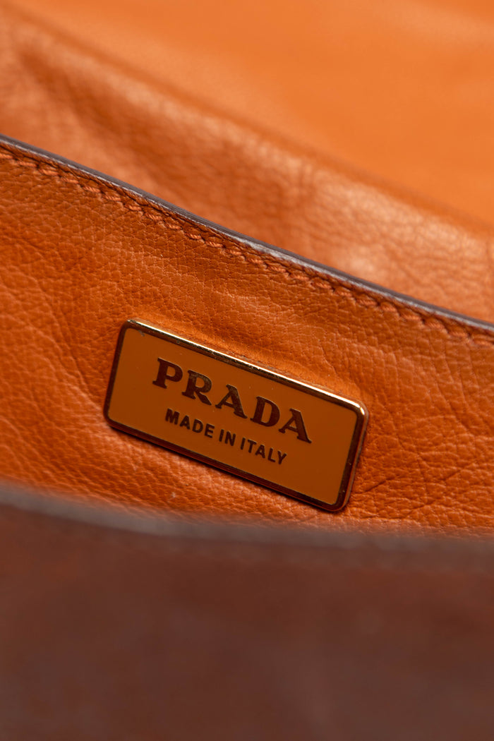 Vintage Prada Brown Fringe Trimmed Leather Shoulder Bag