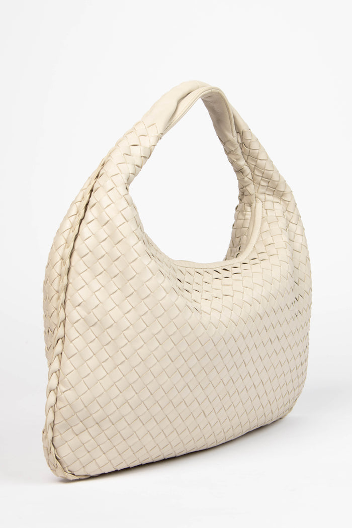 Vintage Bottega Veneta Cream Intrecciato Shoulder Bag