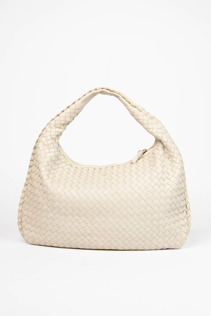 Vintage Bottega Veneta Cream Intrecciato Shoulder Bag