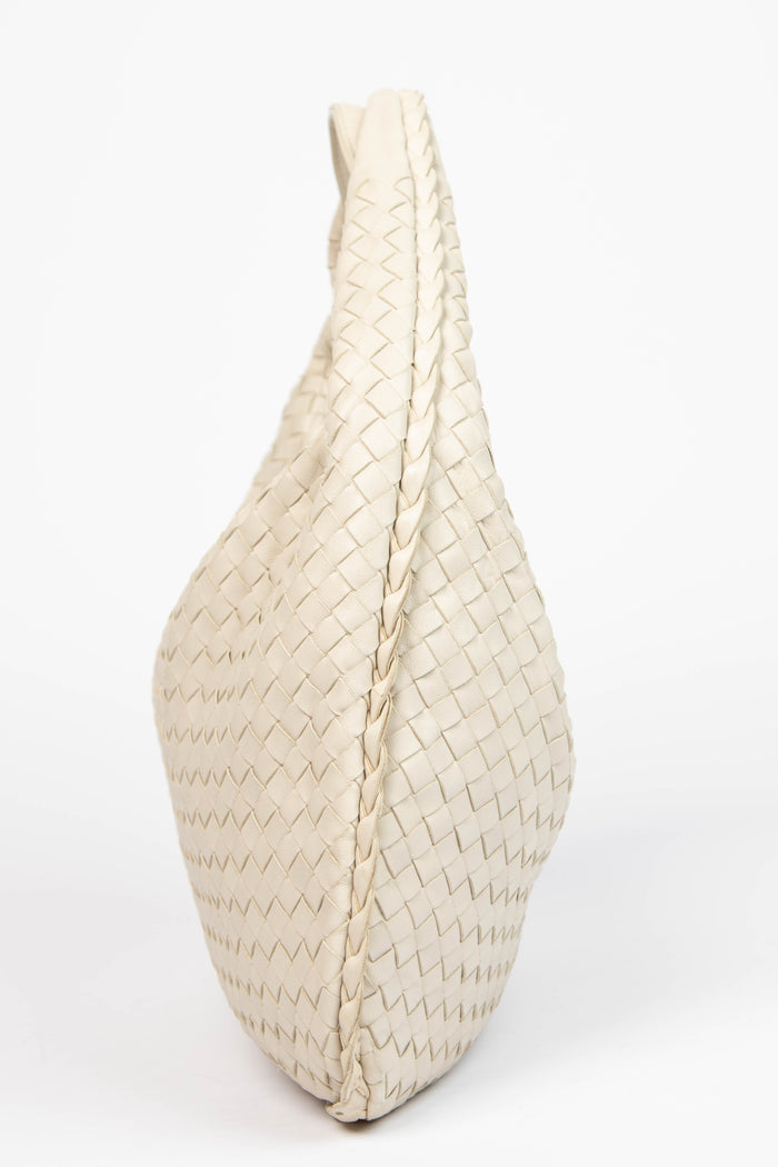 Vintage Bottega Veneta Cream Intrecciato Shoulder Bag
