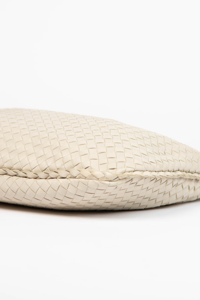 Vintage Bottega Veneta Cream Intrecciato Shoulder Bag