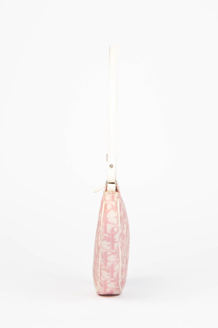 2000s Christian Dior Monogram Pink Trotter Saddle Bag
