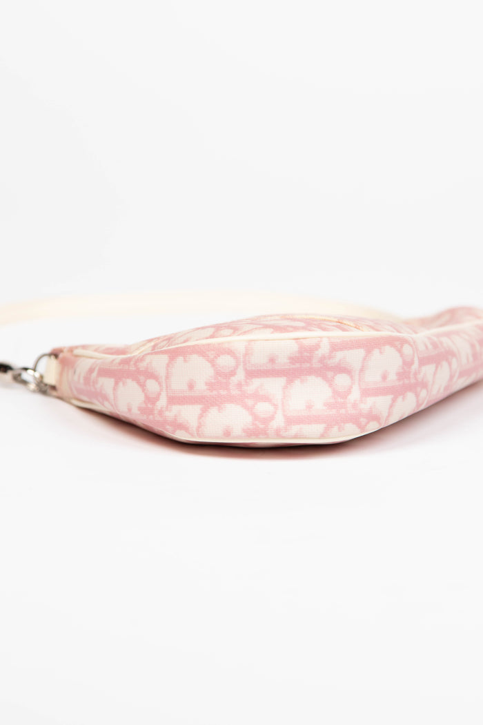 2000s Christian Dior Monogram Pink Trotter Saddle Bag