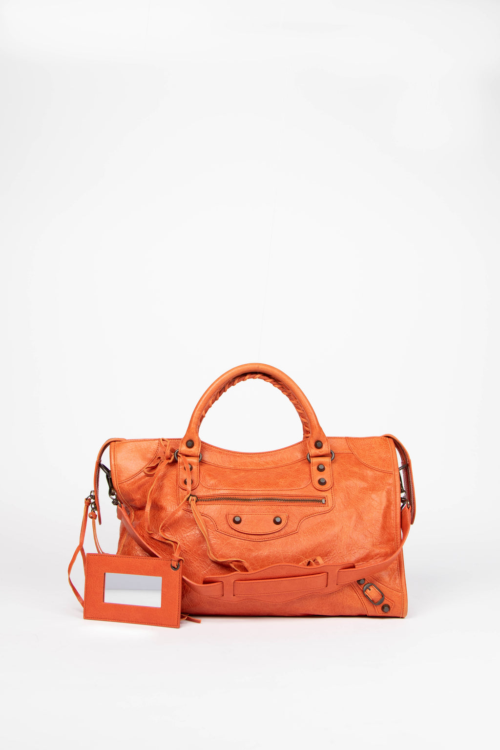 2010s Balenciaga Orange Leather City Bag