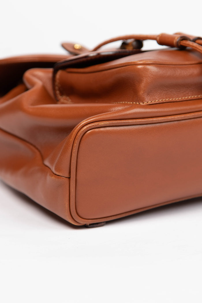 Vintage Gucci Tan Leather & Bamboo Mini Backpack