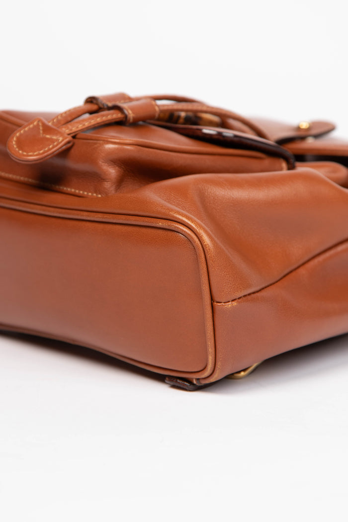 Vintage Gucci Tan Leather & Bamboo Mini Backpack