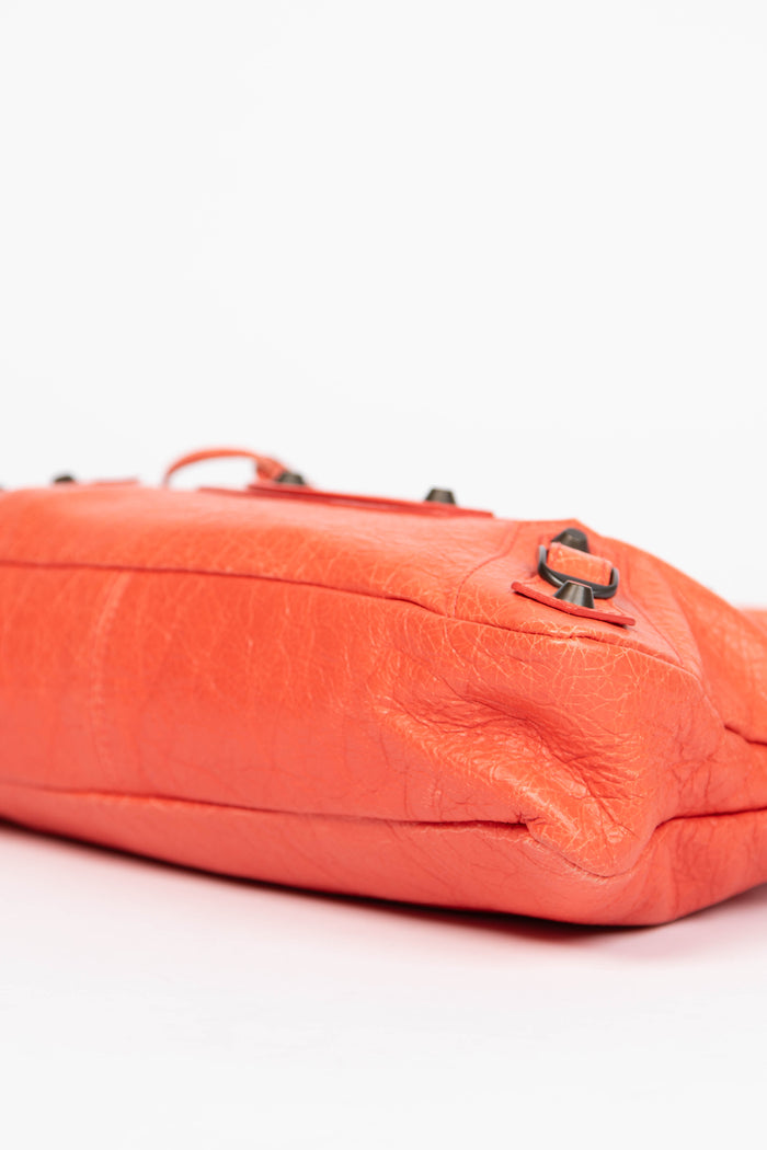 2010s Balenciaga Coral Leather First City Shoulder Bag