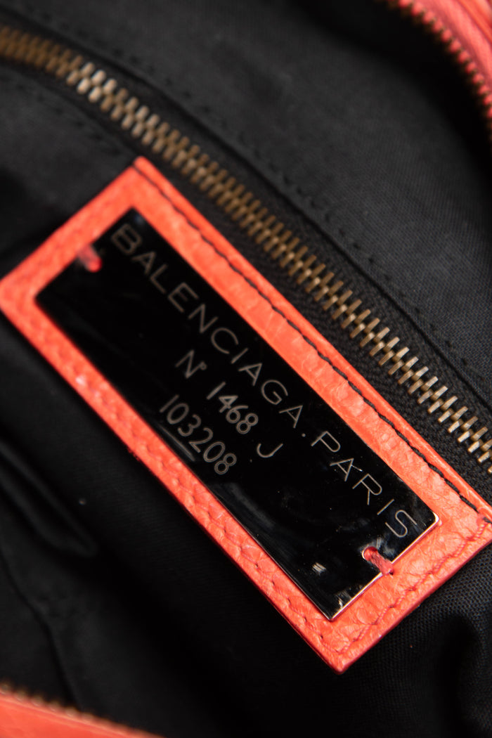 2010s Balenciaga Coral Leather First City Shoulder Bag