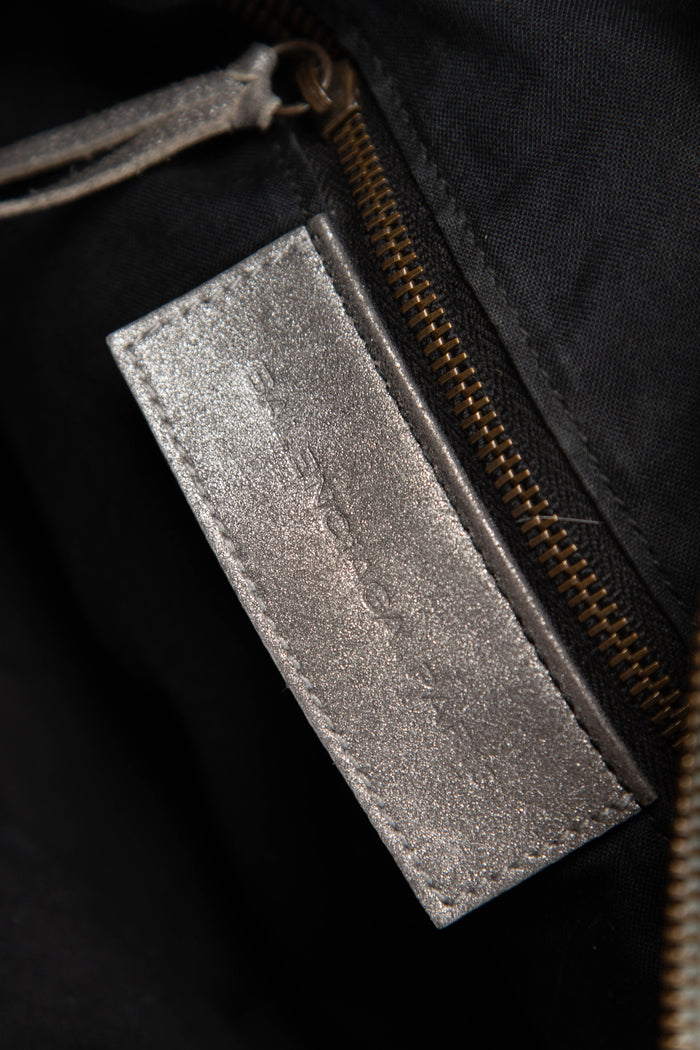 2000s Balenciaga Metallic Silver Leather First City Shoulder Bag