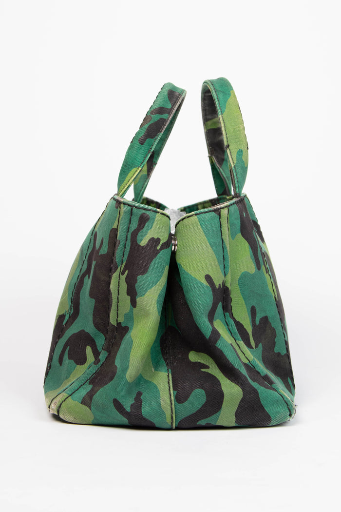 2010s Prada Camo Canapa Large Tote Bag