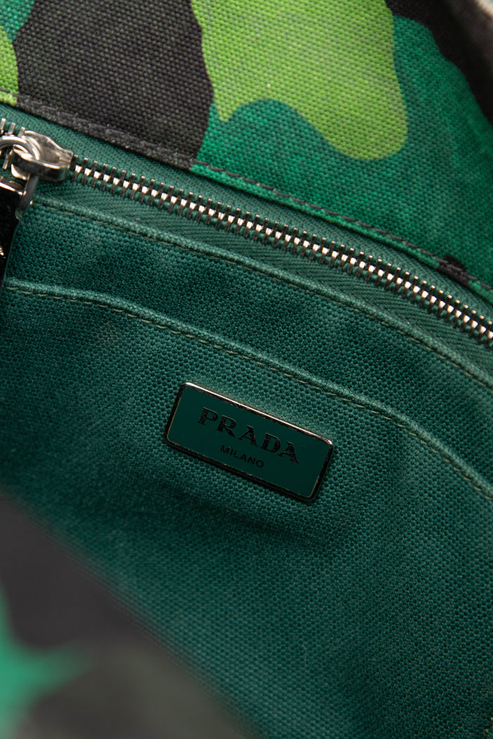 2010s Prada Camo Canapa Large Tote Bag