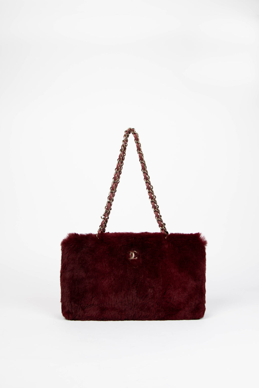 Vintage Chanel Bordeaux Fur Tote Bag