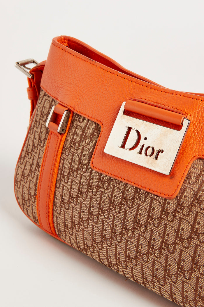 2000s Christian Dior Orange Leather Shoulder Bag