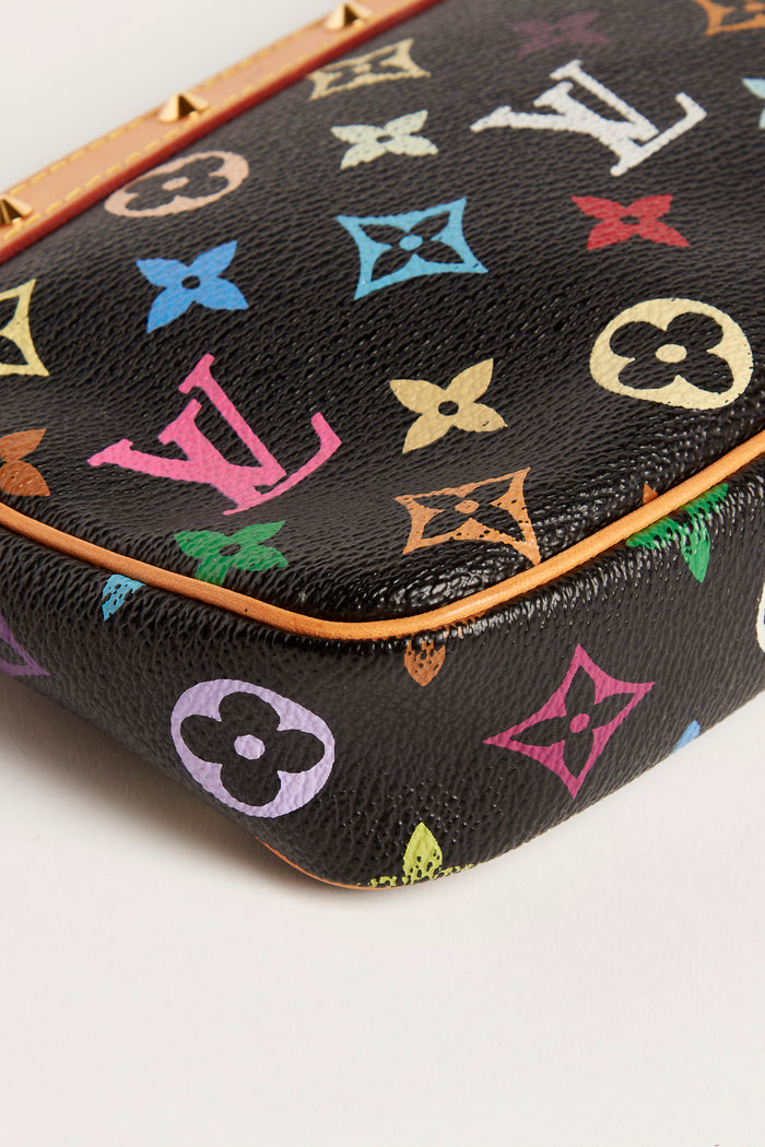 Vintage Louis Vuitton x Takashi Murakami Black Multicolour Pochette Accessoires