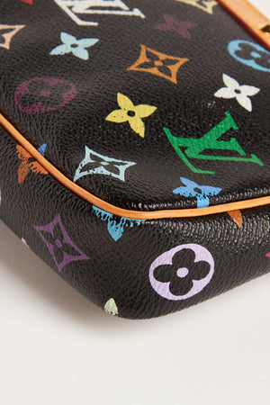 Vintage Louis Vuitton x Takashi Murakami Black Multicolour Pochette Accessoires