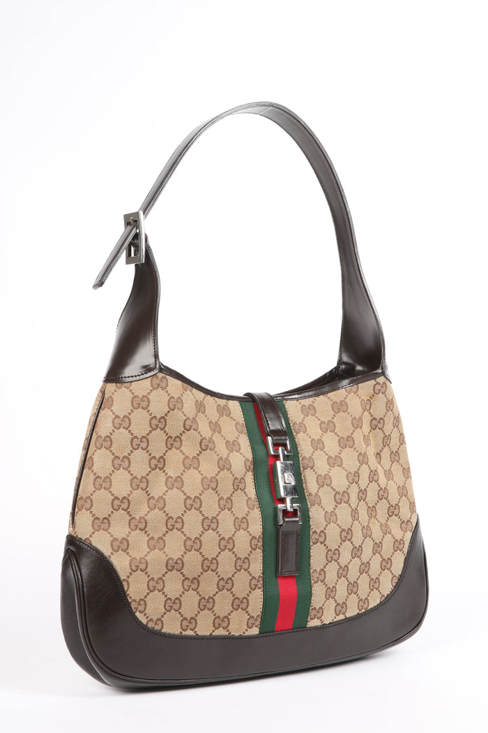 Vintage Gucci Classic Monogram Canvas Jackie Shoulder Bag