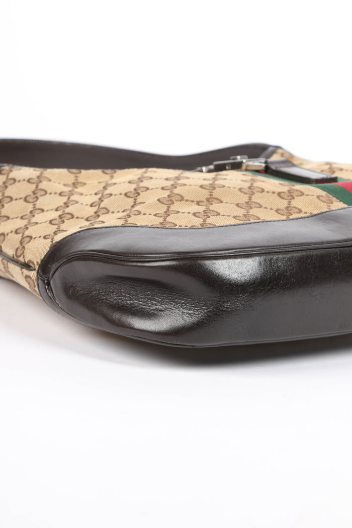 Vintage Gucci Classic Monogram Canvas Jackie Shoulder Bag