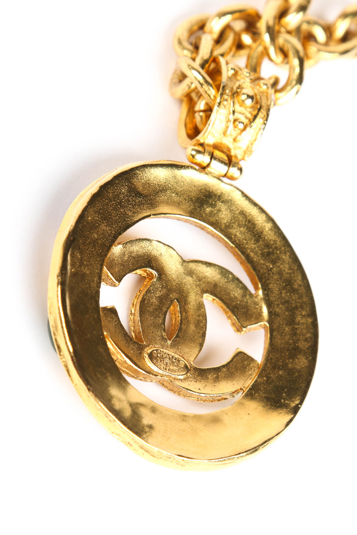 RARE 90s Chanel Gripoix Filigree Medallion CC Logo Necklace